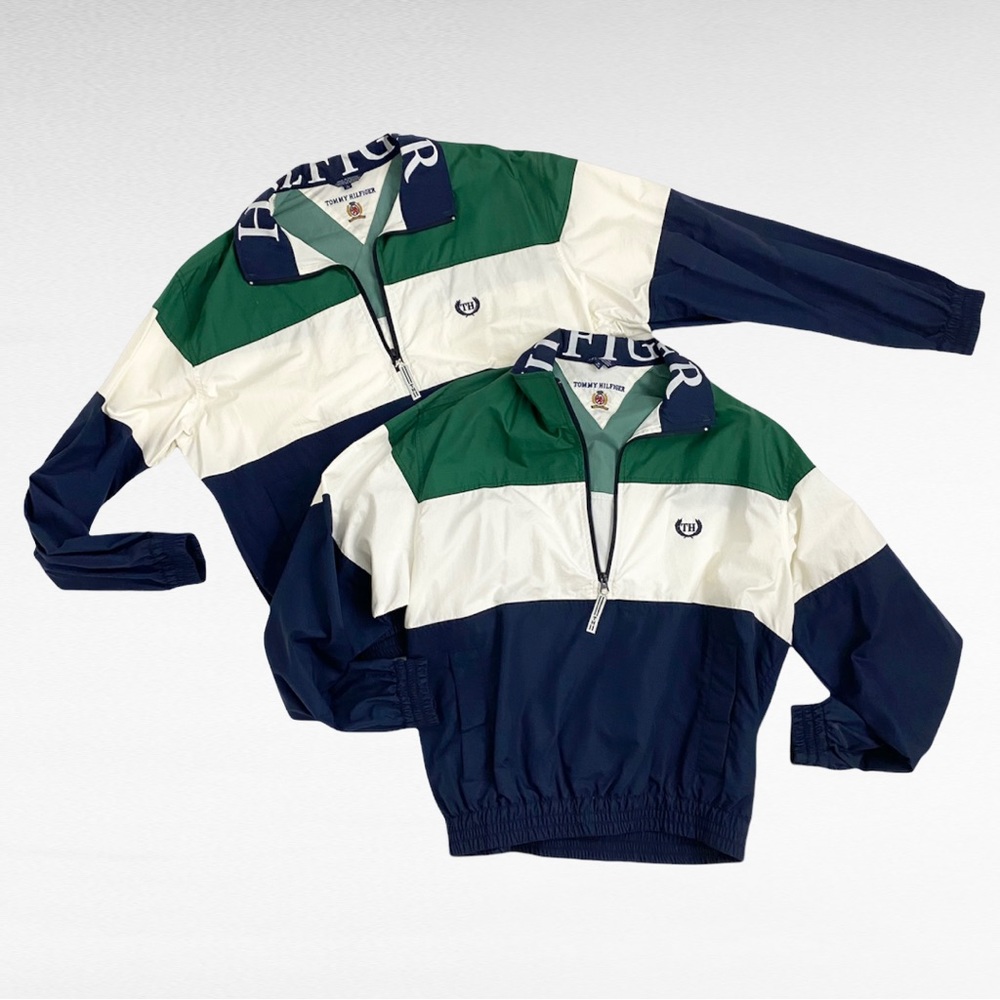 VINTAGE | 1980’s Tommy Hilfiger Spell Out Colorblock Retro Windbreaker Jacket